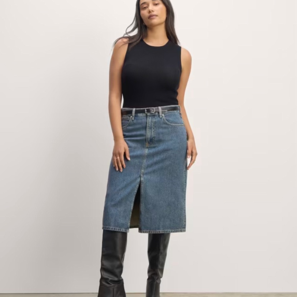 NWT Everlane Denim Mid-Way Skirt, Mid Blue
